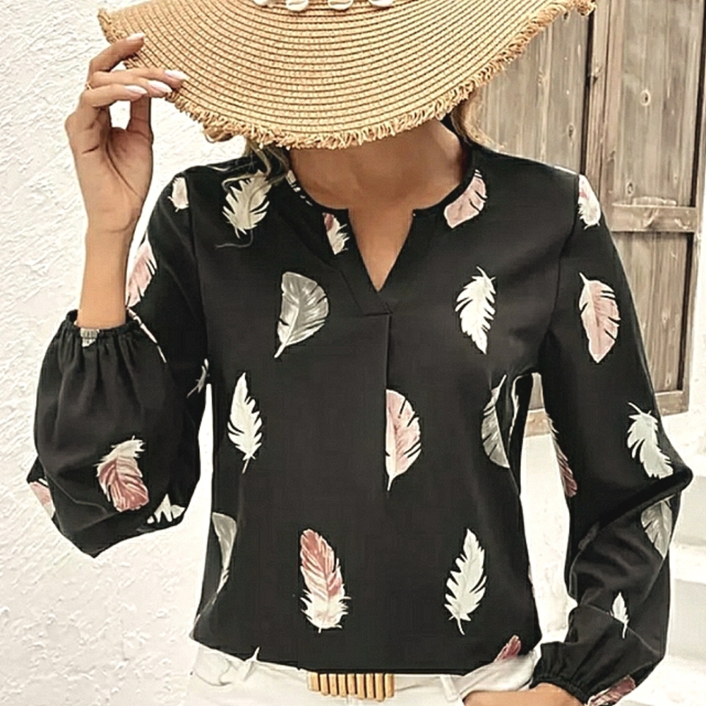 Women's V-neck, Long-sleeve Blouse, NWT
